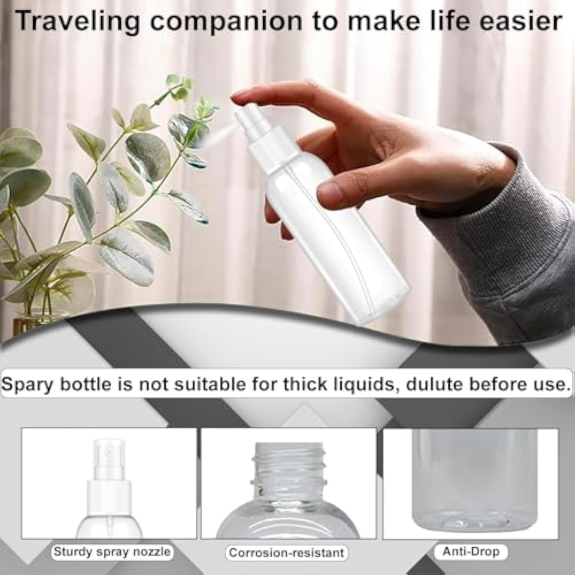 Transparent Refillable Ultra Fine Mist Spray Bottle Atomizer